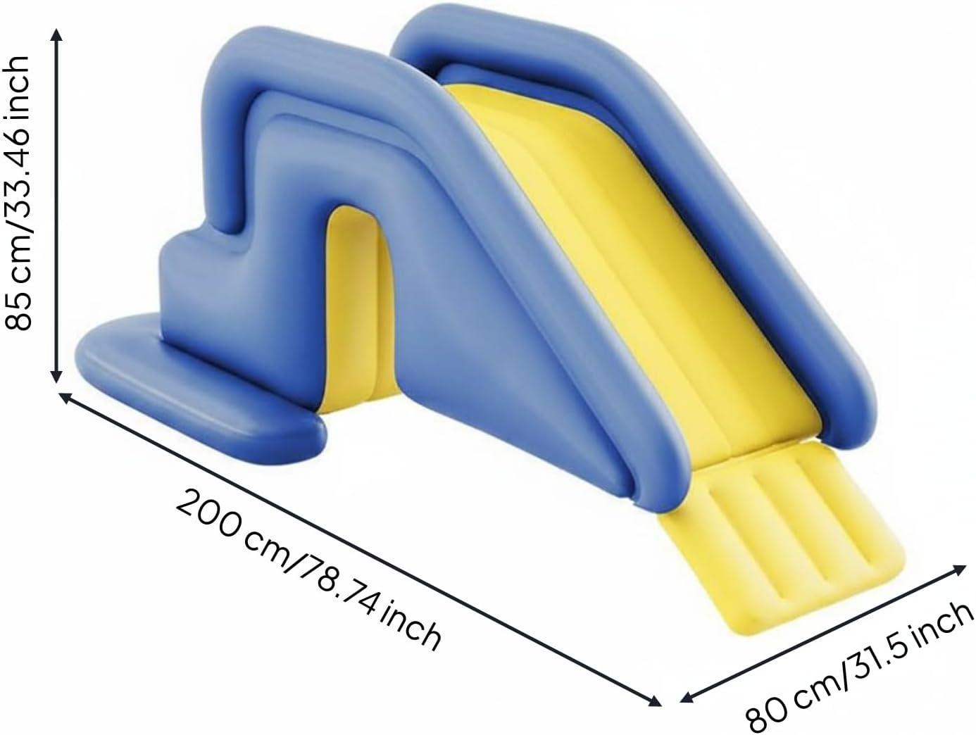 Inflatable Wide-Slide Design Kids Slide with Guardrail Easy to Clean Activity Toy for Indoor, Blue