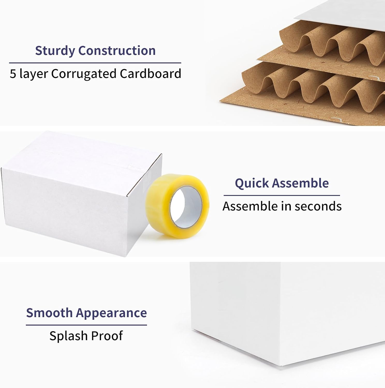 Shipping Boxes 8X6X4 Set of 18, Double Wall White Corrugated Cardboard Box for Mailing Business Packaging
