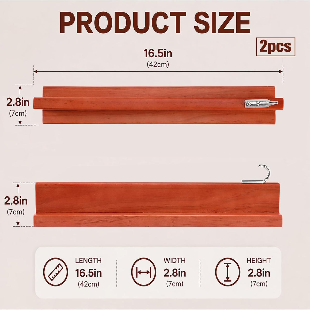 1 Pcs 17" Folding Pine Wood Saddle Rack Wall Mount,Brown