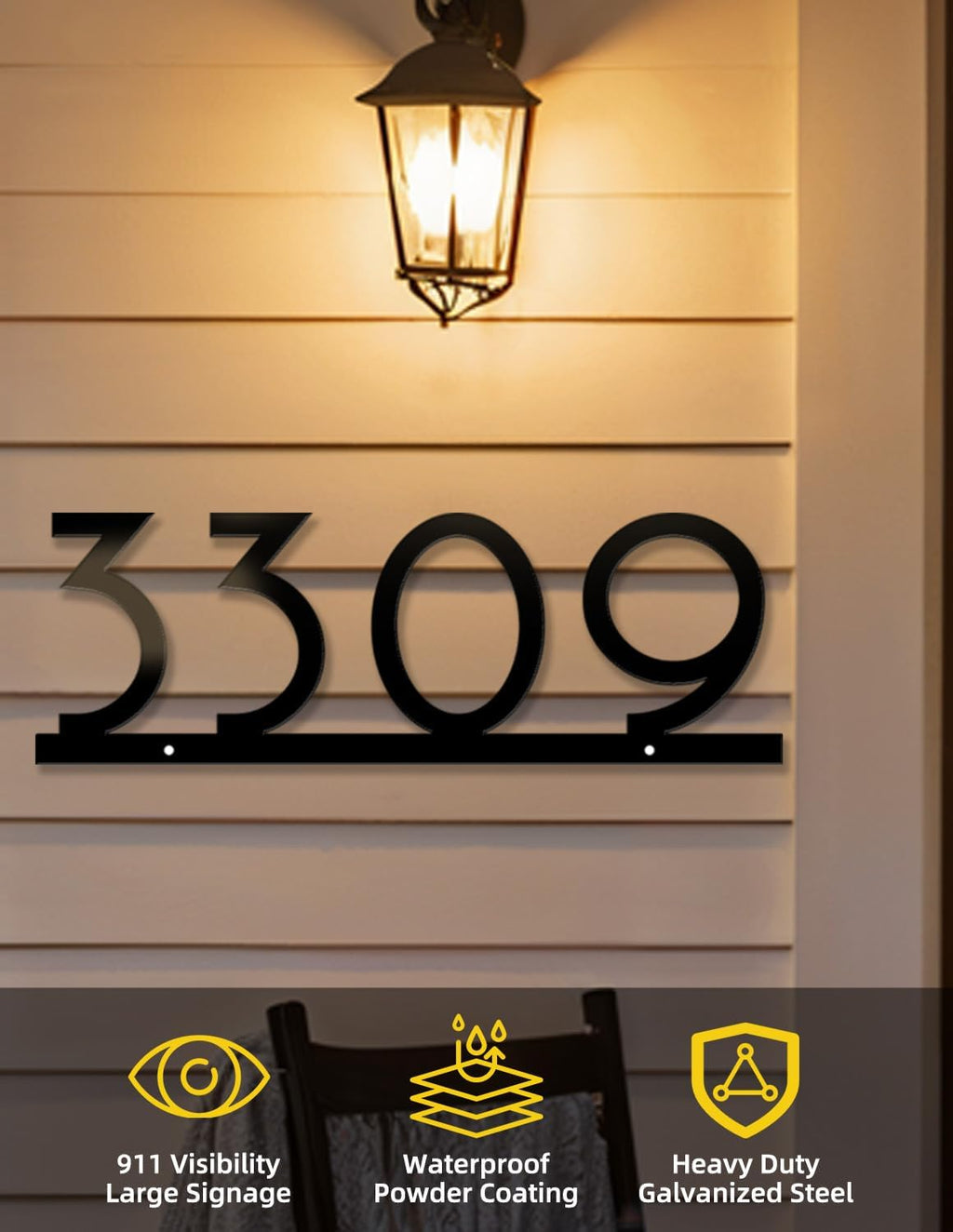 Personalized Metal House Numbers | 5-7 Inch High Visibility for Outside | Floating Mount | 14-Gauge Steel - Perfect