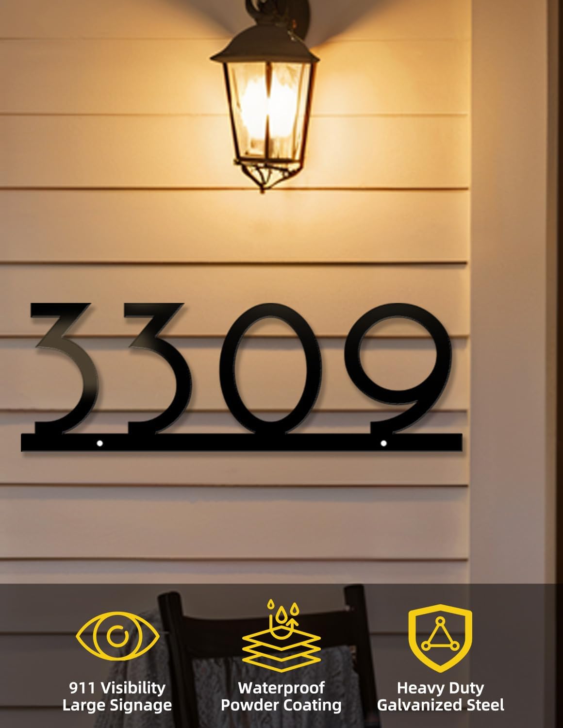 Personalized Metal House Numbers | 5-7 Inch High Visibility for Outside | Floating Mount | 14-Gauge Steel - Perfect