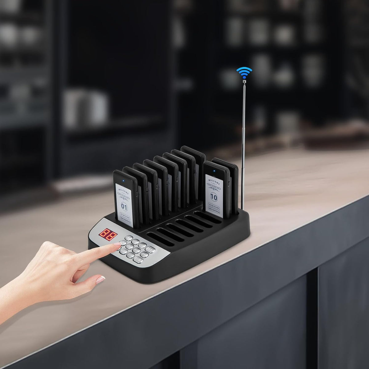Restaurant Pager,Lineup Queue Signal Beepers, VibrationWireless Guest Customer Service Calling System,Social