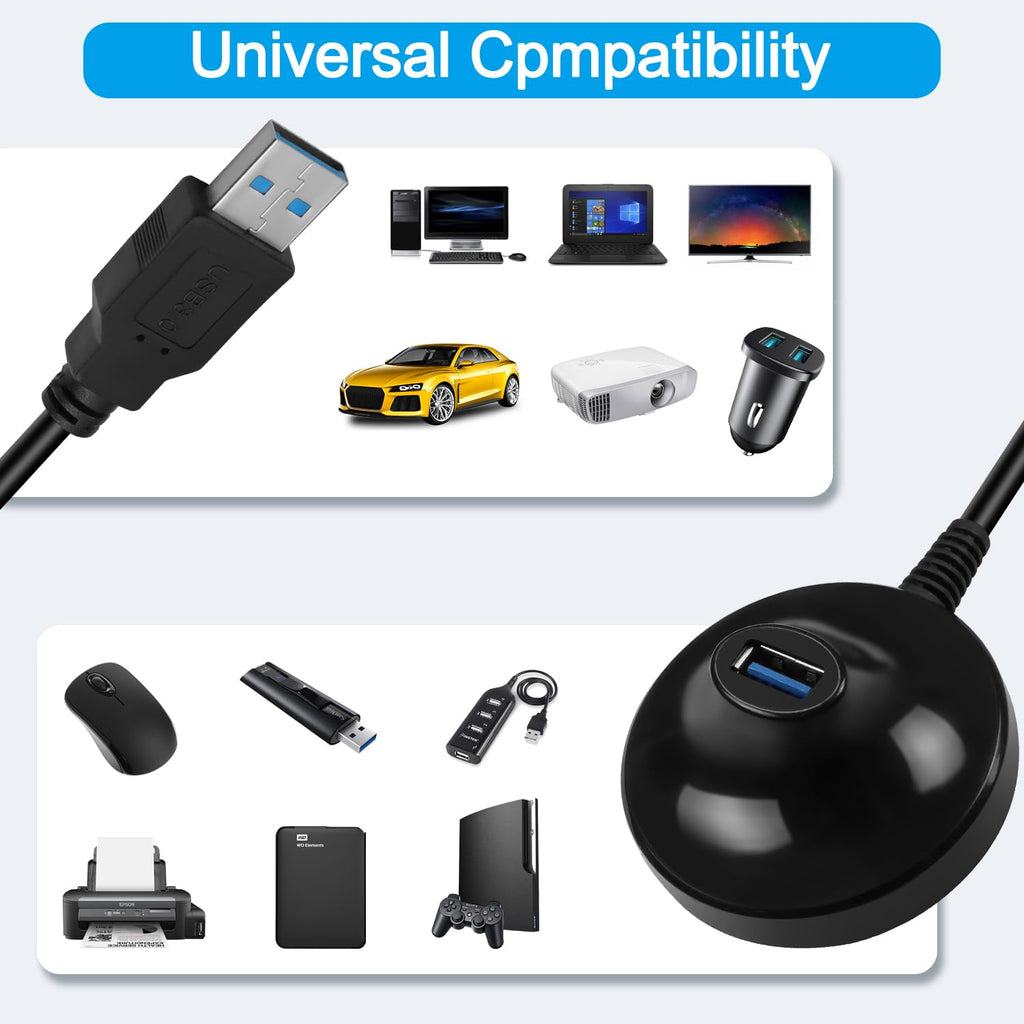 4.9FT USB 3.0 Extension Cable with Pedestal,5Gbps USB 3.0 Type-A Male to Female Extension Stand for USB WiFi