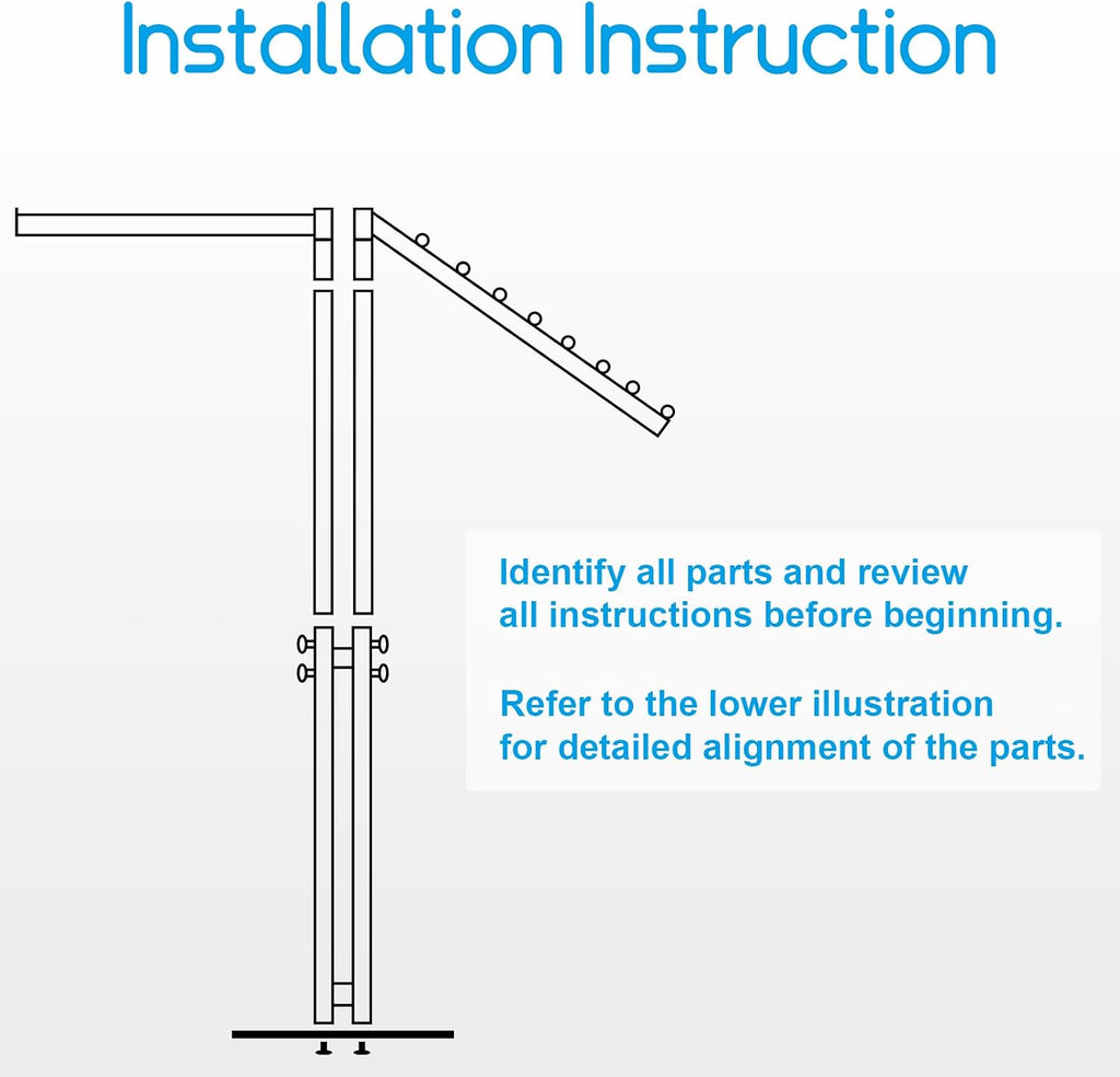 2 Way Clothing Rack with Straight and Slant Arms Heavy Duty Clothes Garment Rack for Retail Restaurants Storage