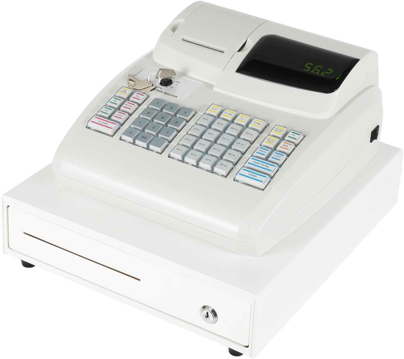 Modern Electronic Cash Register with Built-in Thermal Printer and Secure Cash Drawer, Commercial Electronic Cash