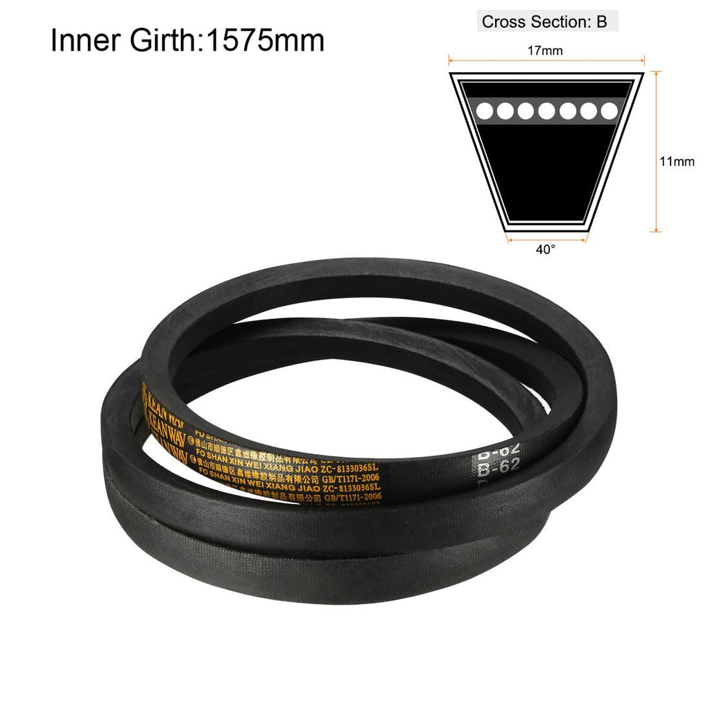 uxcell B-62 V-Belts 62" Inner Length, B-Section Rubber Drive Belt