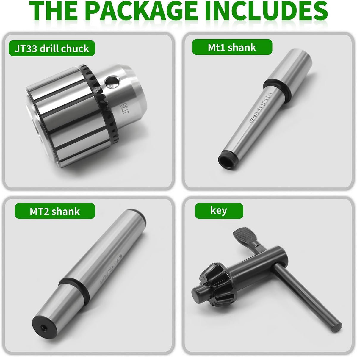1-32"-1/2" JT33 Drill Chuck MT1&MT2 Morse Taper Shank