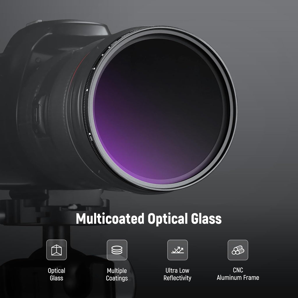 62mm Variable ND Filter with Lens Cap, Cleaning Cloth, ND2-32 (1-5 Stops) Precise Neutral Density Adjustment