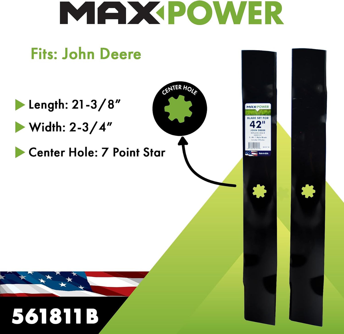 Maxpower 561811B USA MADE 2 Blade Set 3-N-1 Style