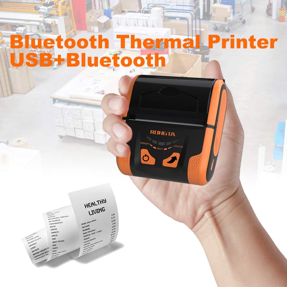 Portable 80mm POS Printer, Mobile Thermal Receipts Printer, USB&Bluetooth Connection, Compatible with Android Phone