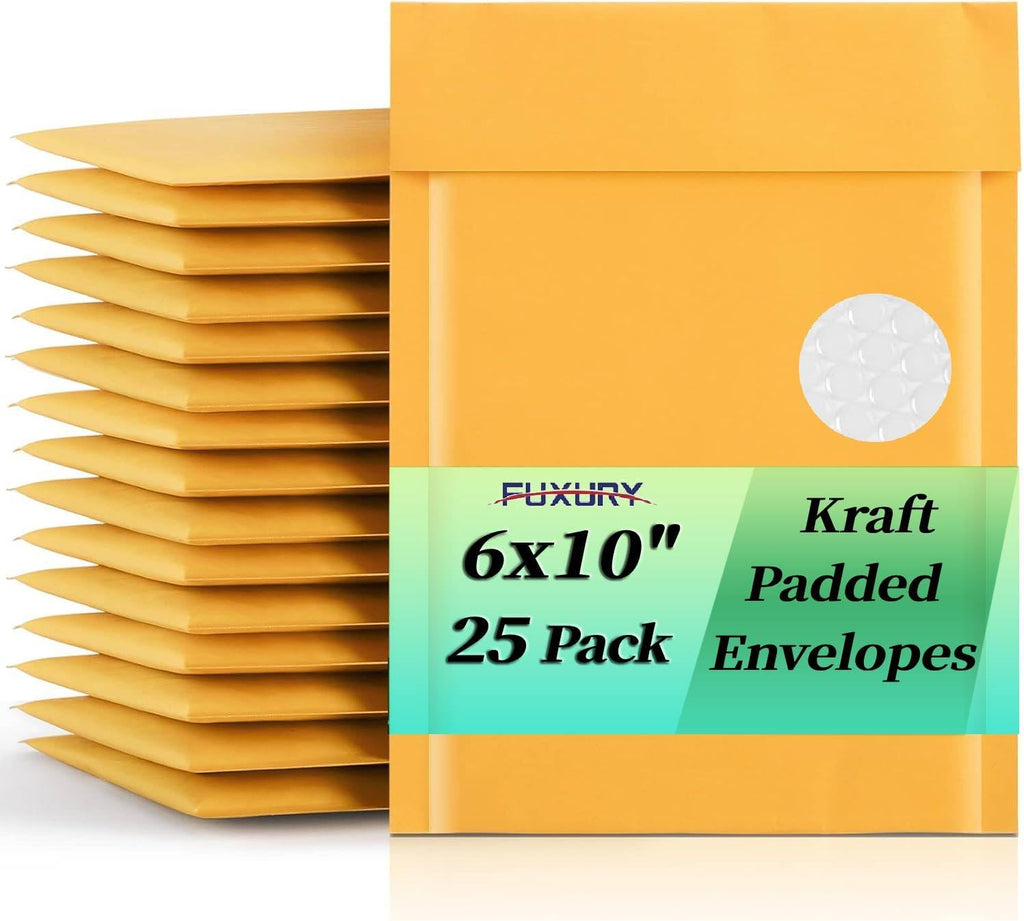 Kraft Bubble Mailer 6x10 Inch 25 Pack Self Seal Padded Envelopes
