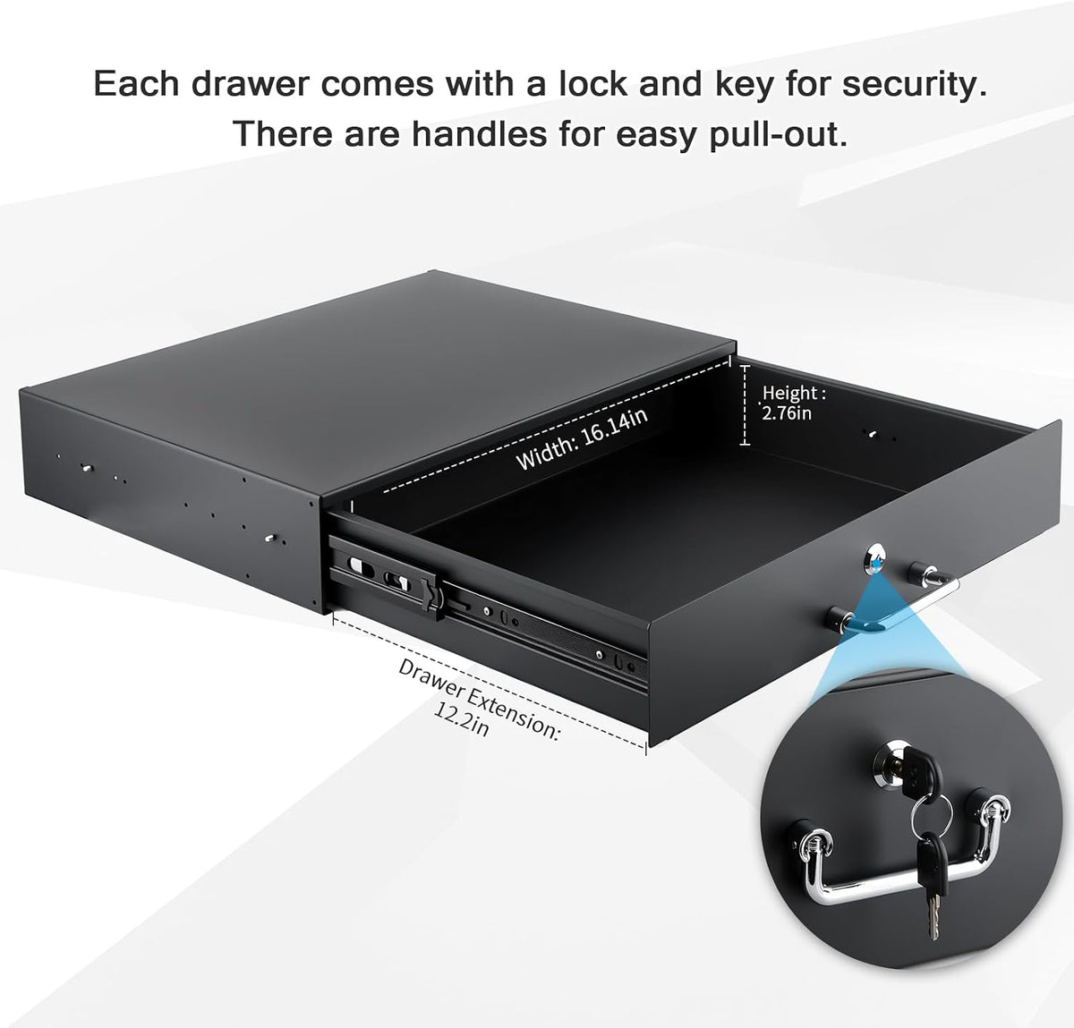 2U Rack Drawer, Designed for 19-inch Network Equipment, Servers or Cabinet Enclosures.