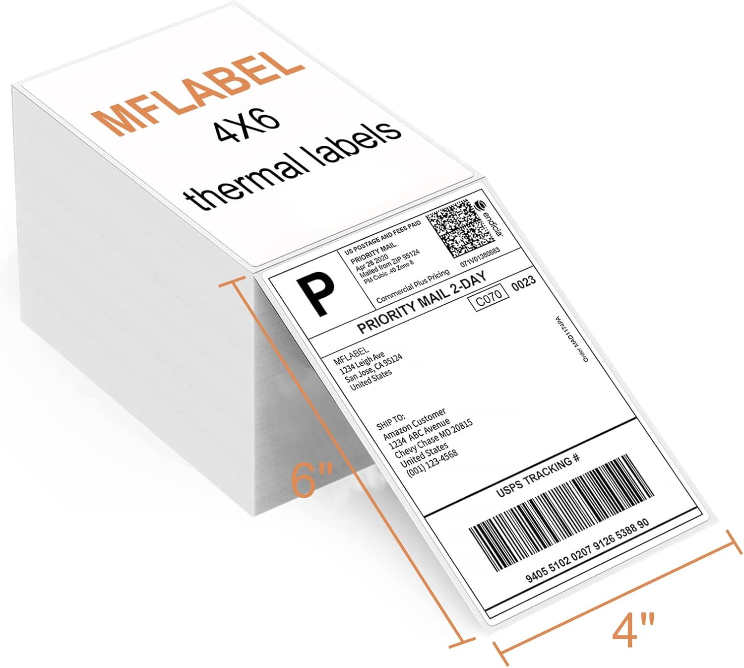4x6 Direct Thermal Labels (1000 Labels) 4" x 6" Perforated Shipping Labels Compatible with Zebra Printers Fanfold