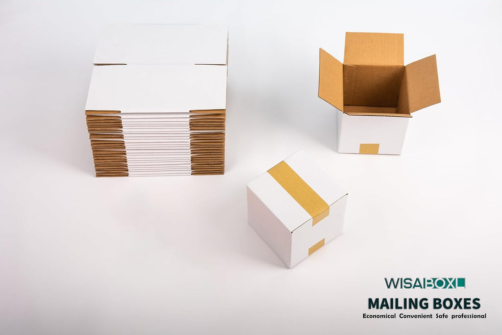 4x4x4 inch White Small Shipping Boxes, 25 Pack