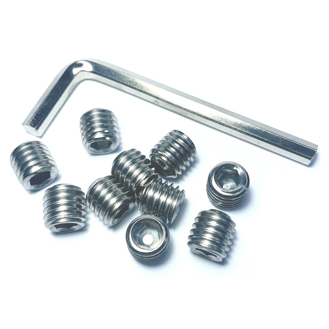 10PCS Set Screws 1/2-13 x 1/2, 304 Stainless Steel, Hex Socket, Silver