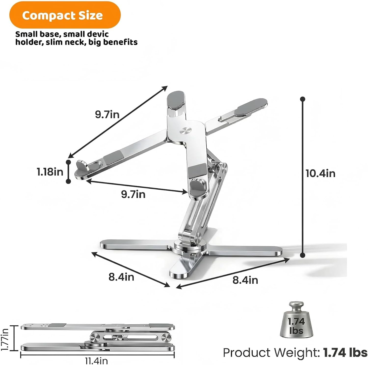 N86 360 Rotating Laptop Stand, Adjustable Height & Angle, Ergonomic Metal Riser for Desk Collaborative Work, Fully