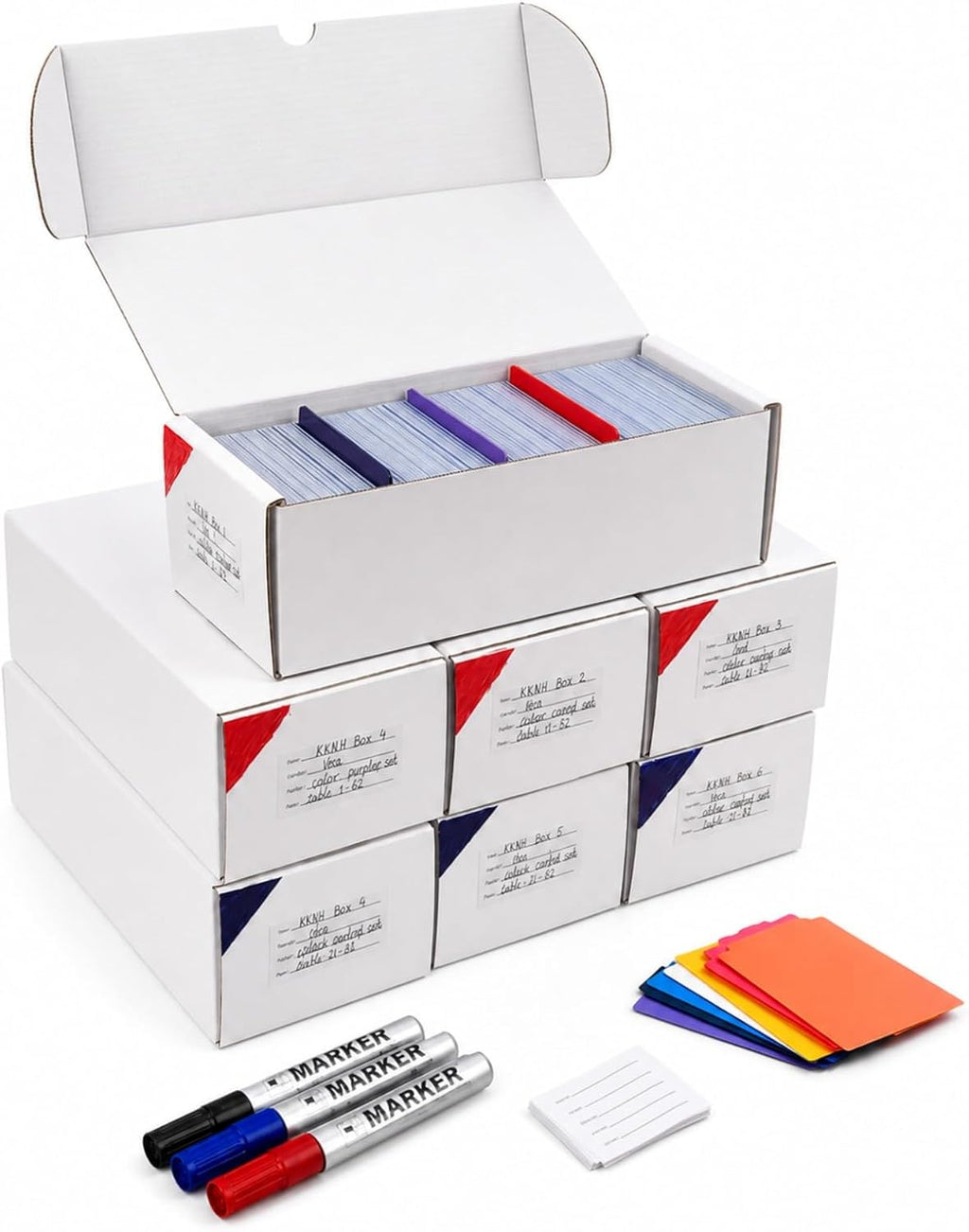 Bulk Card Storage Boxes, 6-Pack Holds 3,600 Cards for Trading Cards | Store 3,600 cards with dividers, labels and 3
