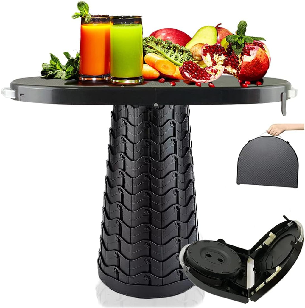 Portable Folding Table and Stool 2 in 1, Lightweight Collapsible Table for Camping Picnic Beach, Small Foldable Table