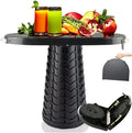 Portable Folding Table and Stool 2 in 1, Lightweight Collapsible Table for Camping Picnic Beach, Small Foldable Table
