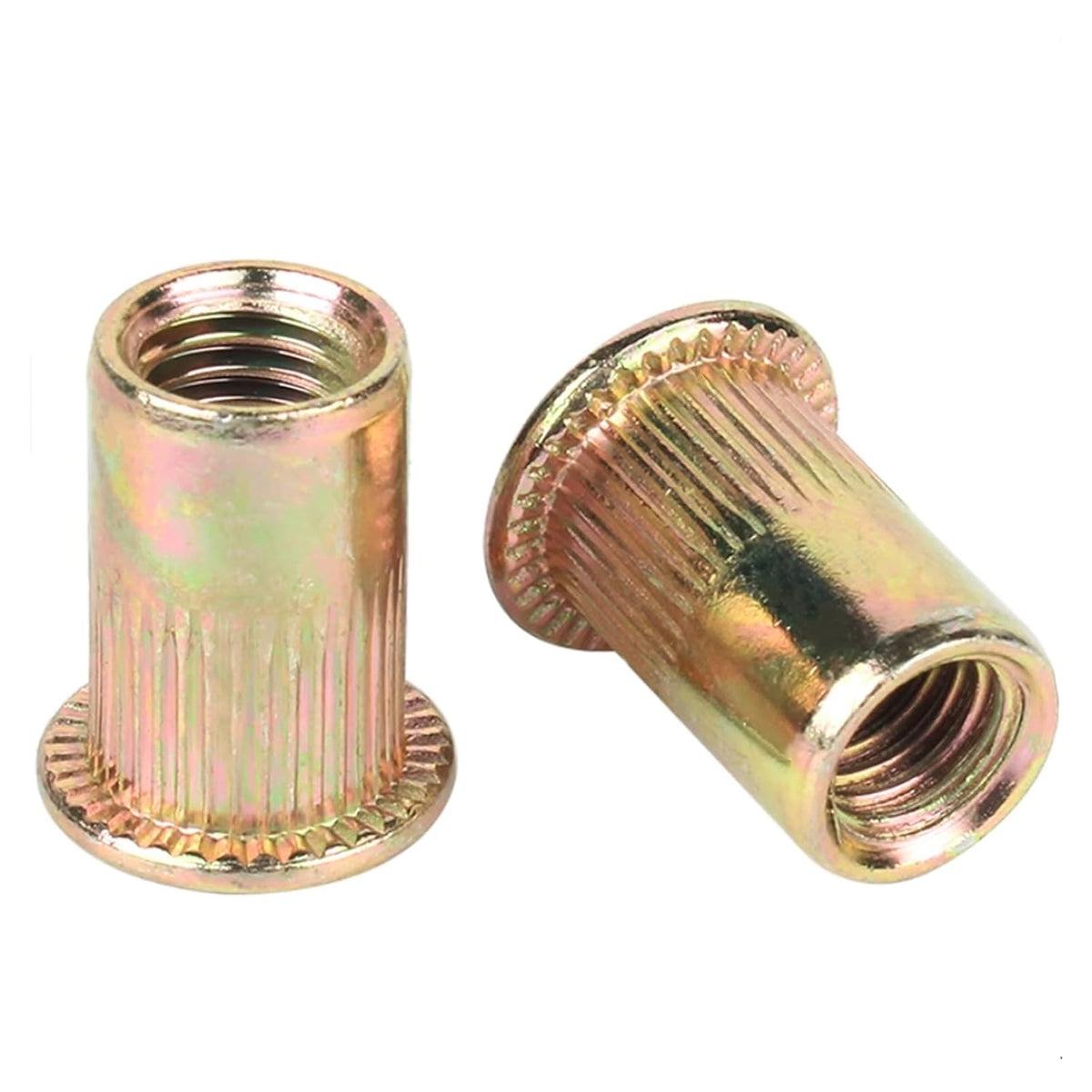 #10-32 Rivet Nuts Zinc Plated Carbon Steel Threaded Insert Nut Nutsert Rivnuts, 100Pcs