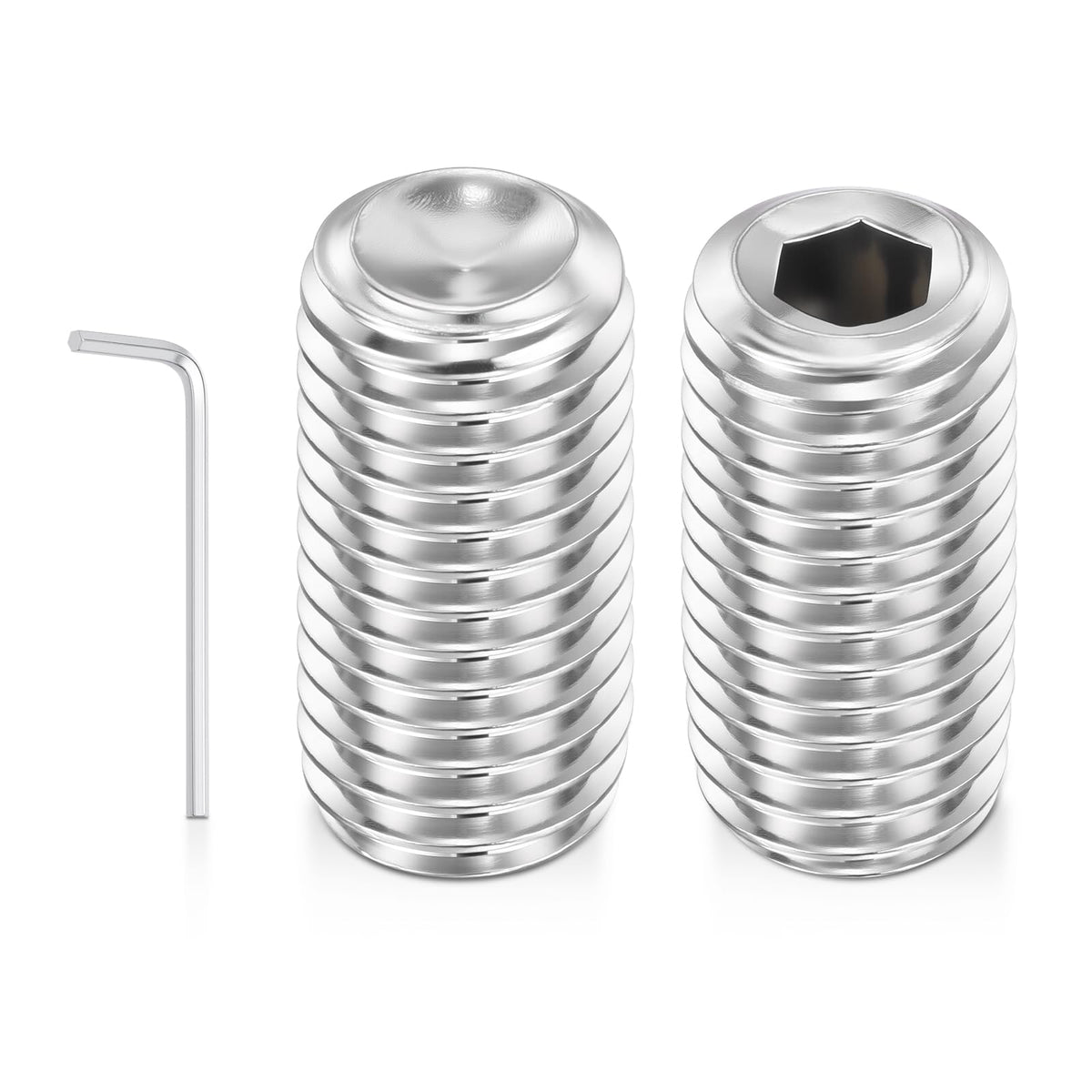 Kozelo 2pcs Cup Point Hex Socket Set Screws-M14-2x30mm 304 SS