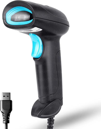 HT410 Wired Handheld 2D & 1D Barcode Scanner (QR Code & Barcode) Induction Scanning with Built-in Illumination Light