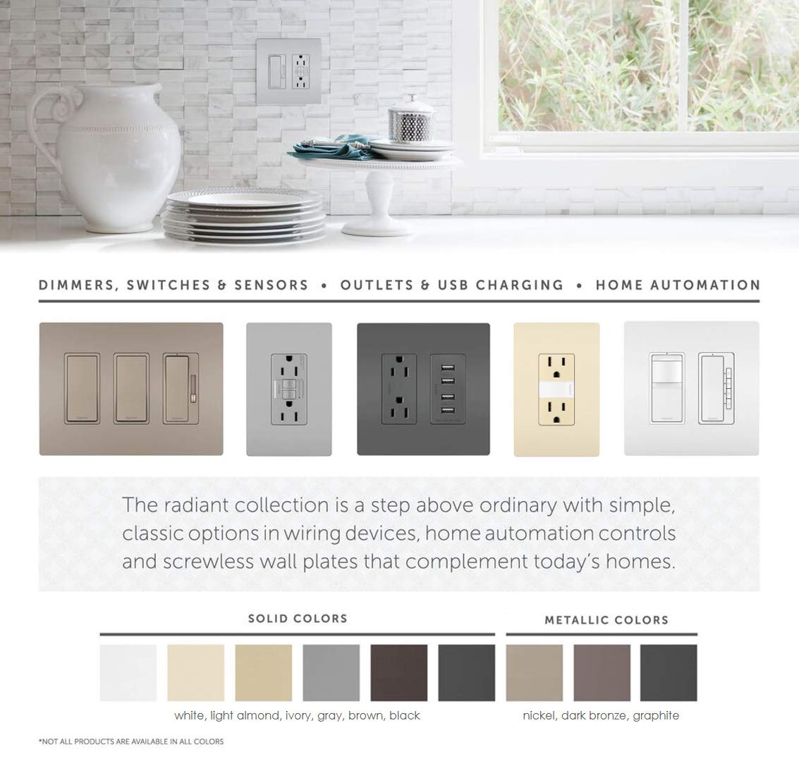 Legrand Radiant 450W LED Dimmer Light Switch 3-Way Rocker Graphite 1-Pack