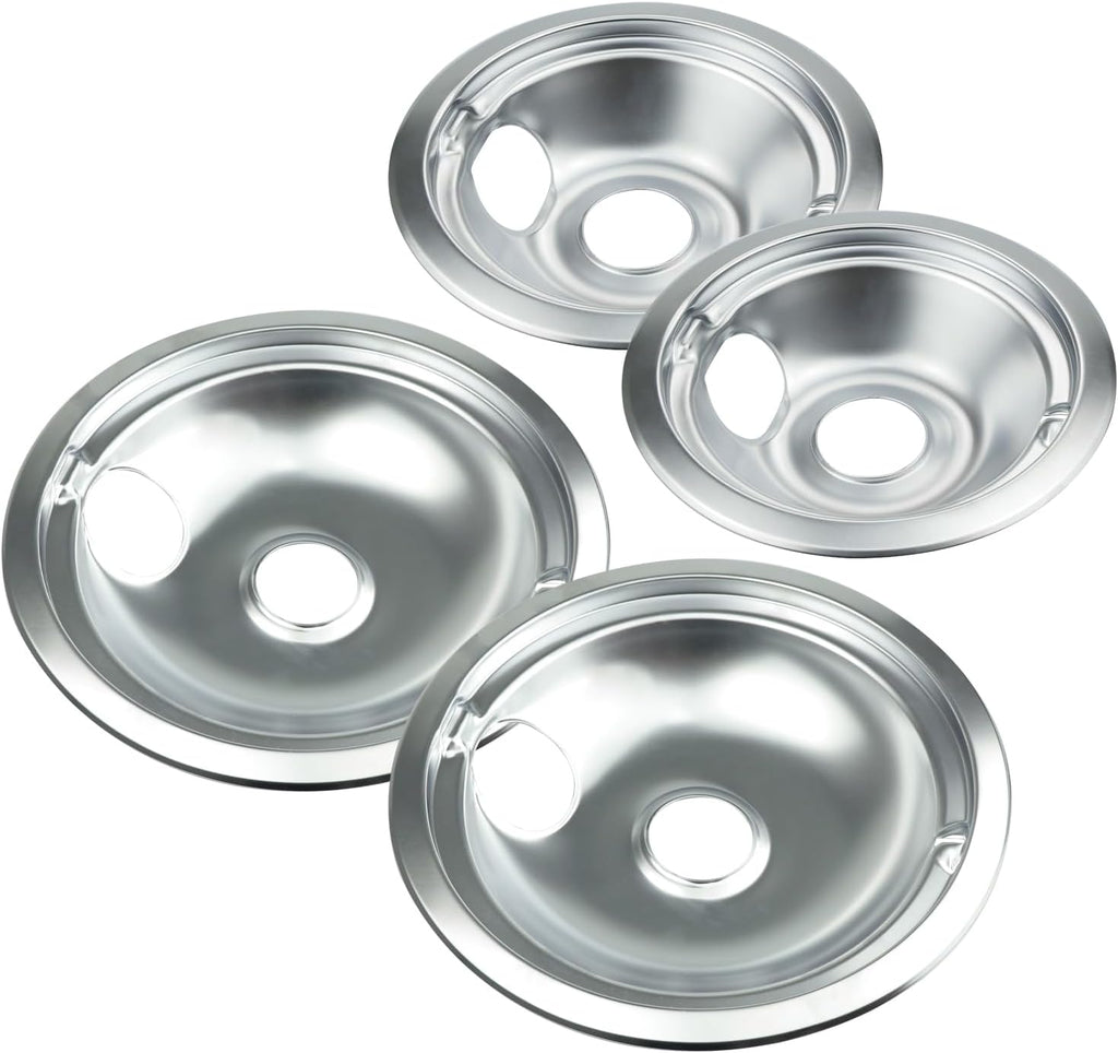 Electric Stove Drip Pans for GE Hotpoint Kenmore, Chrome 4-Pack