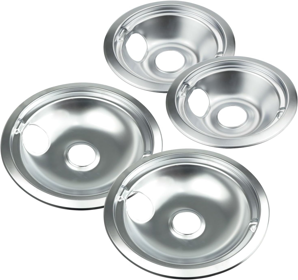 Electric Stove Drip Pans for GE Hotpoint Kenmore, Chrome 4-Pack