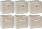 11-Inch Foldable Cube Storage Bins with Handles, Beige