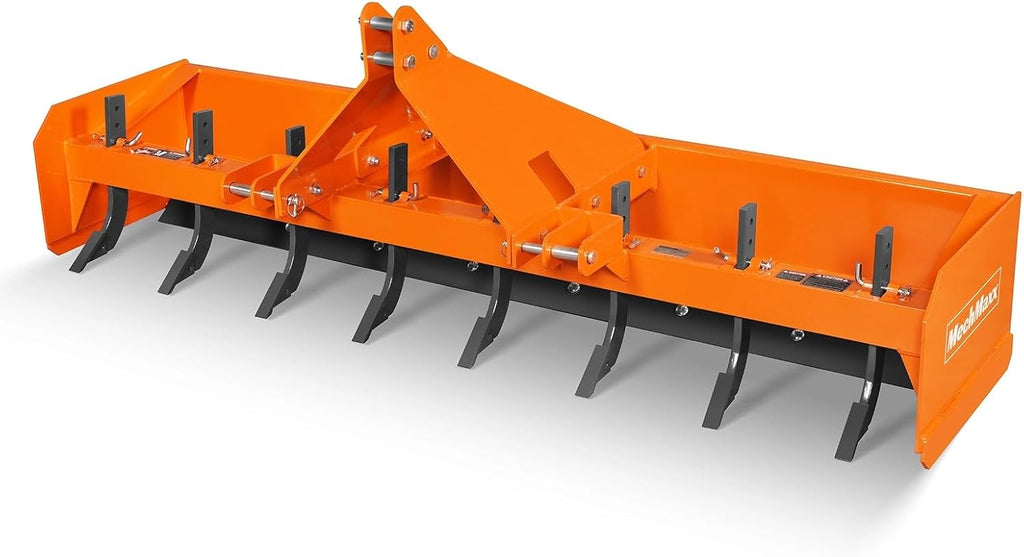 96" Box Blade Scraper with 8 Shanks 3 Point Hitch Tractor Attachment,30-70 hp, Model BB96