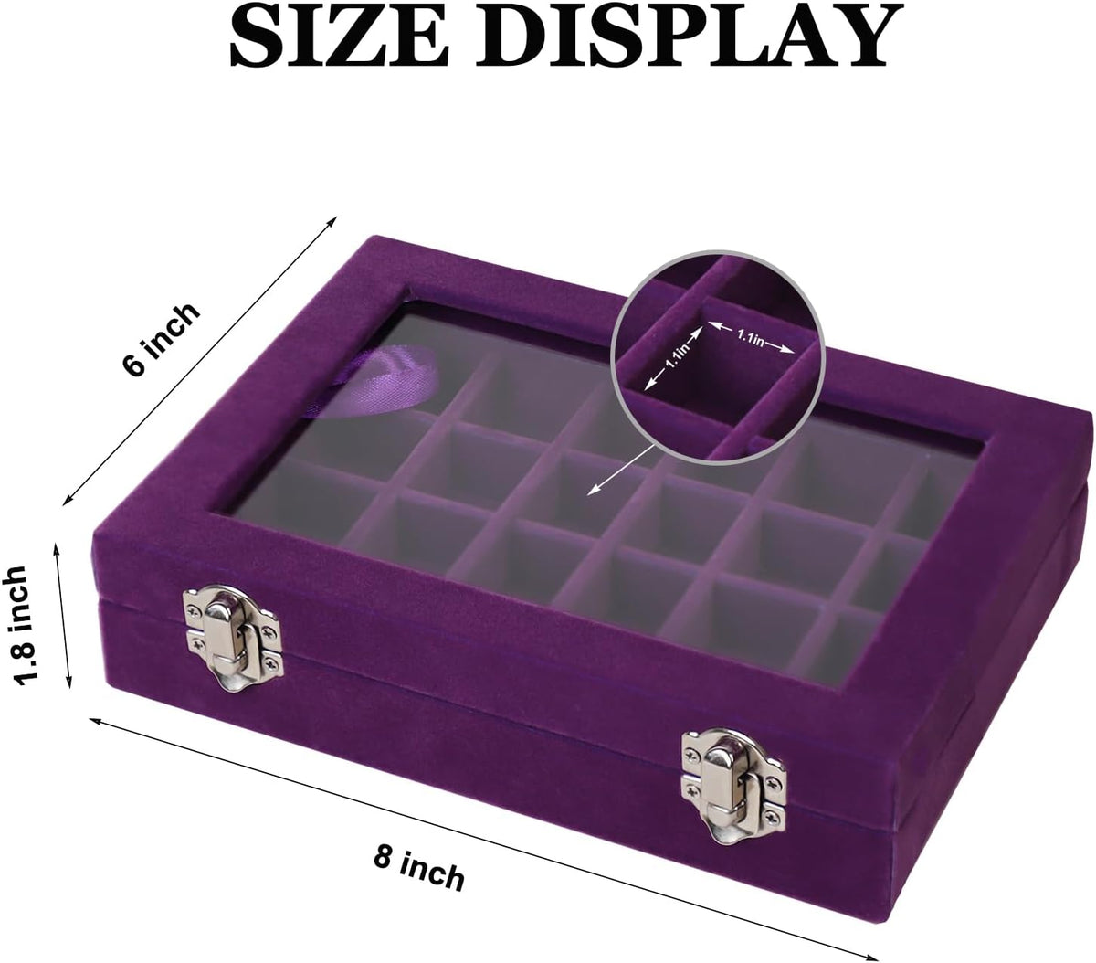 Velvet Jewelry Box 24 Grid Jewelry Earrings Display Organiser Box Ring Tray Holder Earrings Storage Case for Girls