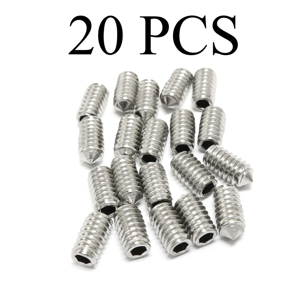20pcs 1/4-20x1/2 Hexagon Hex Socket Set Grub Screws 304 Stainless Steel Full Thread Cone Point Grub Screw