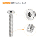 uxcell #10-24x1-1/4 Flat Countersunk Head Socket Cap Screws, 25Pcs 304 Stainless Steel Hex Socket Flat Head Screws, Full Thread, Countersunk Bolts