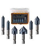 Crosstar 8Pcs Cobalt Countersink Drill Bit Set, 1/4"-3/4", 1/4" Hex Shank