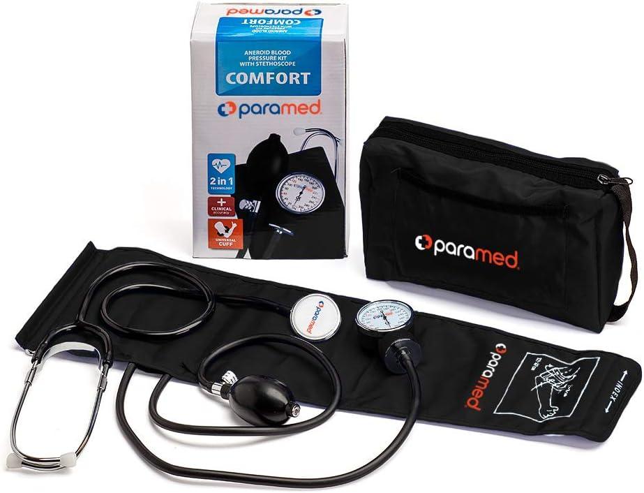 Aneroid Sphygmomanometer with Stethoscope – Manual Blood Pressure Cuff with Universal Cuff 8.7-16.5" and D-Ring –
