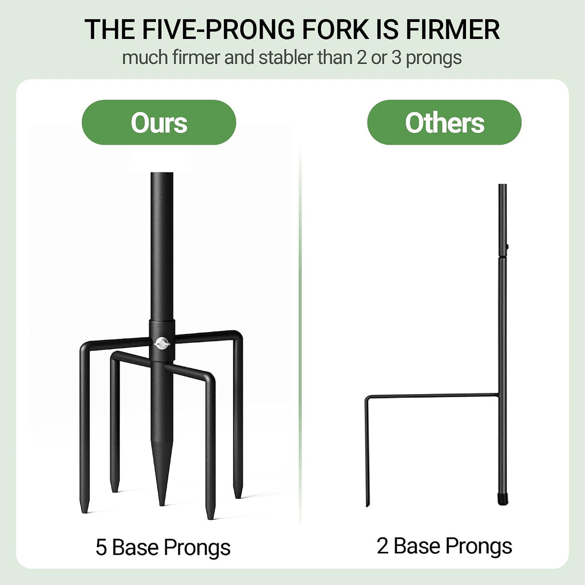76" Shepherds Hooks for Outdoor, Extra Thick Bird Feeder Pole with 5 Prong Base, Adjustable Shepards Hook for Garden