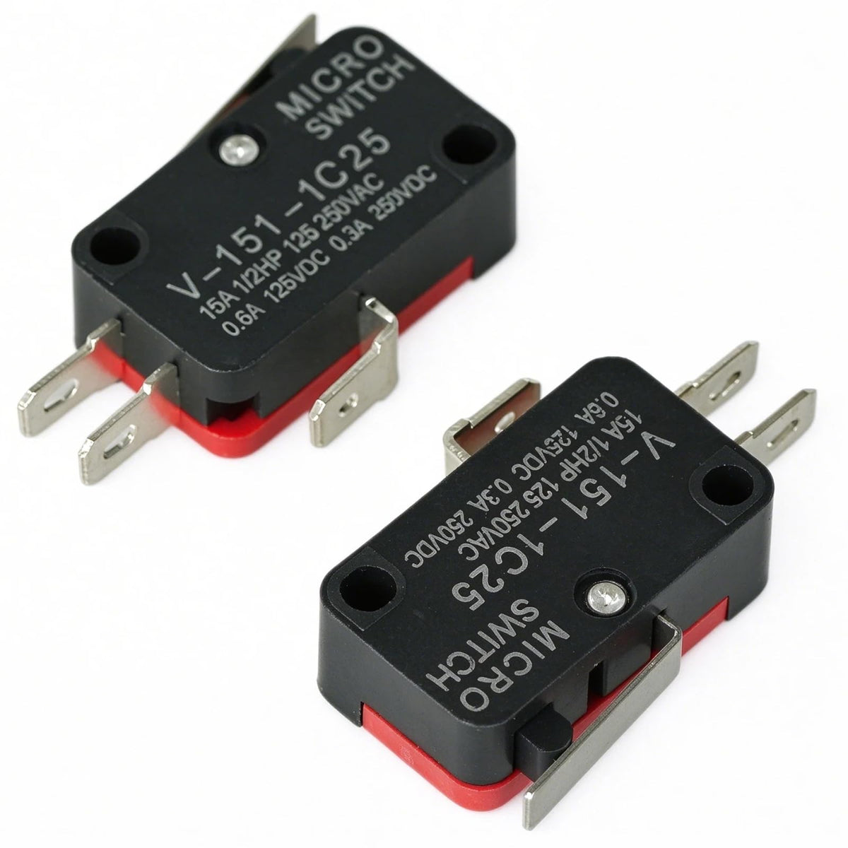 12 Pcs Micro Limit Switch with Short Hinge Lever SPDT 1NO 1NC Microswitch V-151-1C25