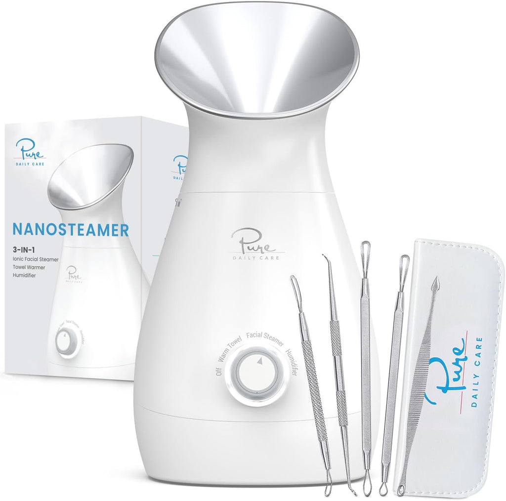 NanoSteamer Large 3-in-1 Nano Ionic Facial Steamer with Precise Temp Control - Humidifier - Unclogs Pores