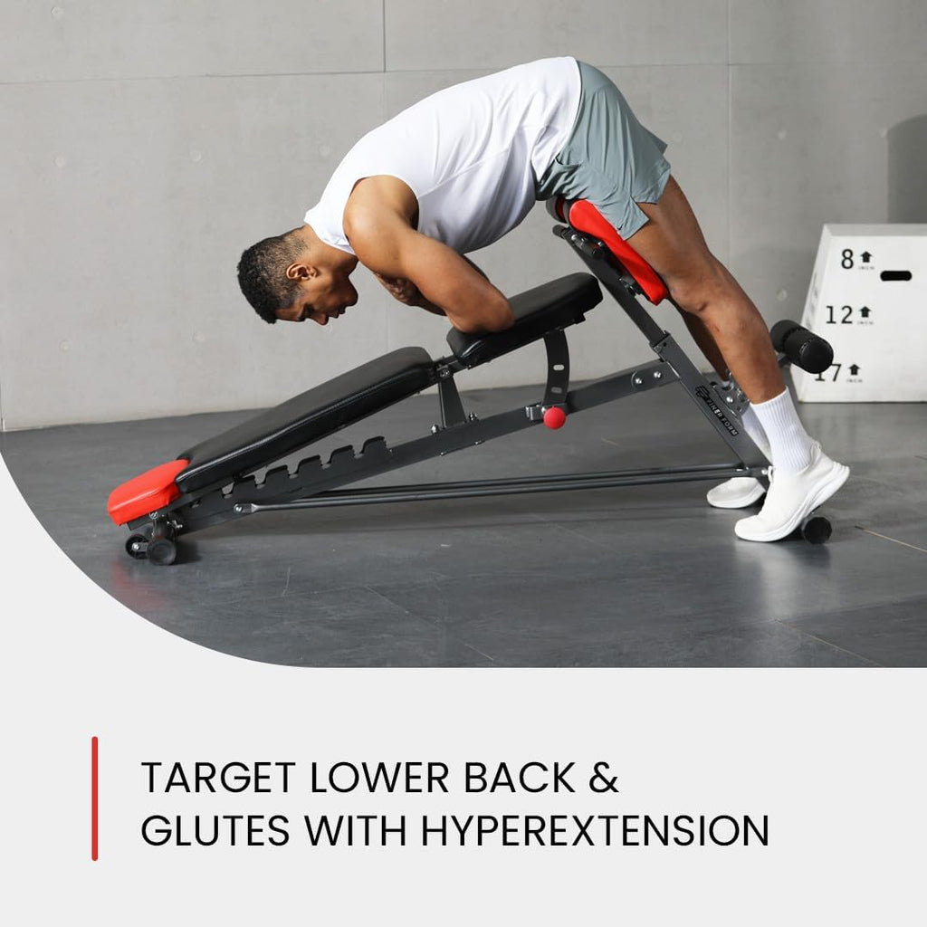 Finer Form Multi-Functional FID Weight Bench for Full All-in-One Body Workout – Hyper Back Extension, Roman Chair