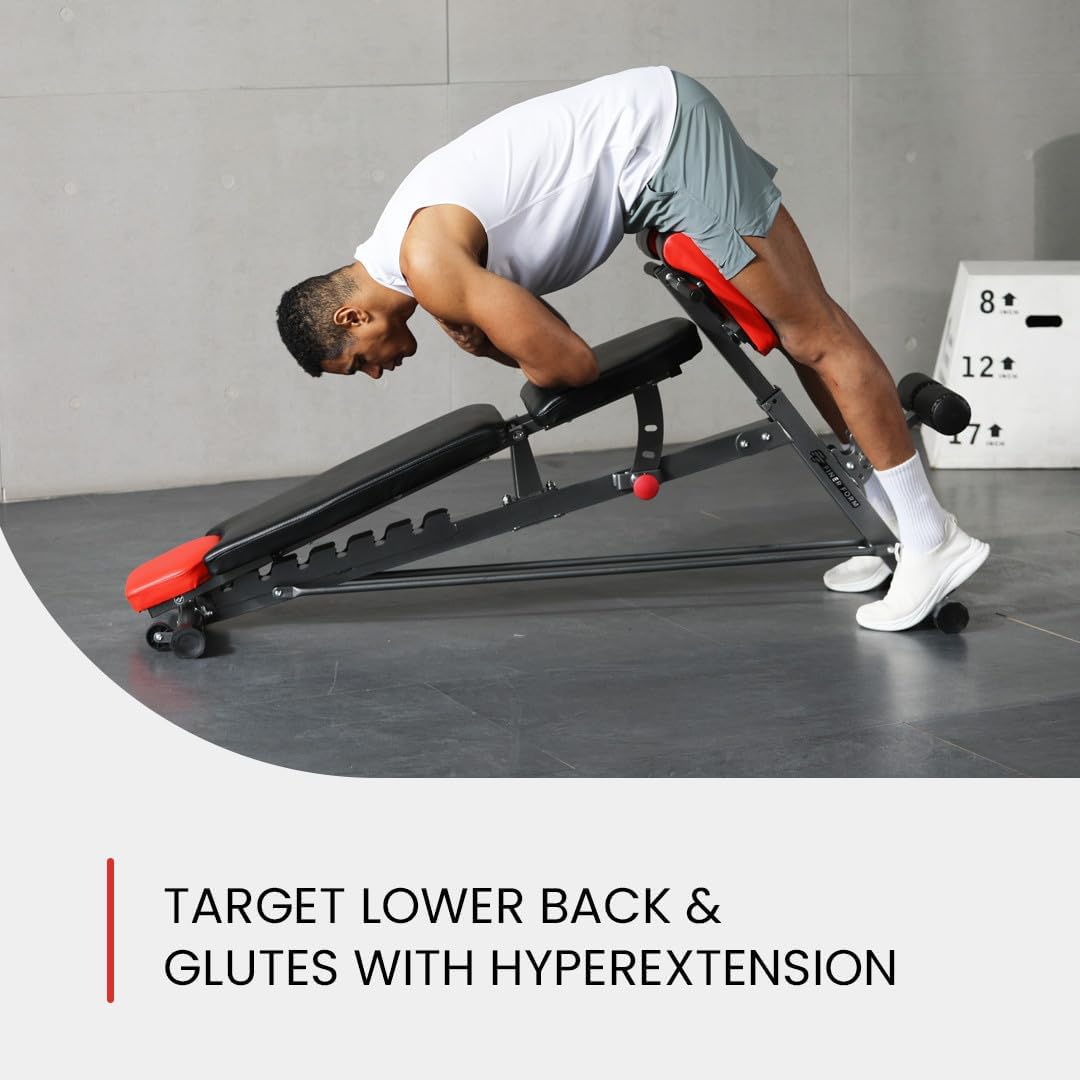 Finer Form Multi-Functional FID Weight Bench for Full All-in-One Body Workout – Hyper Back Extension, Roman Chair