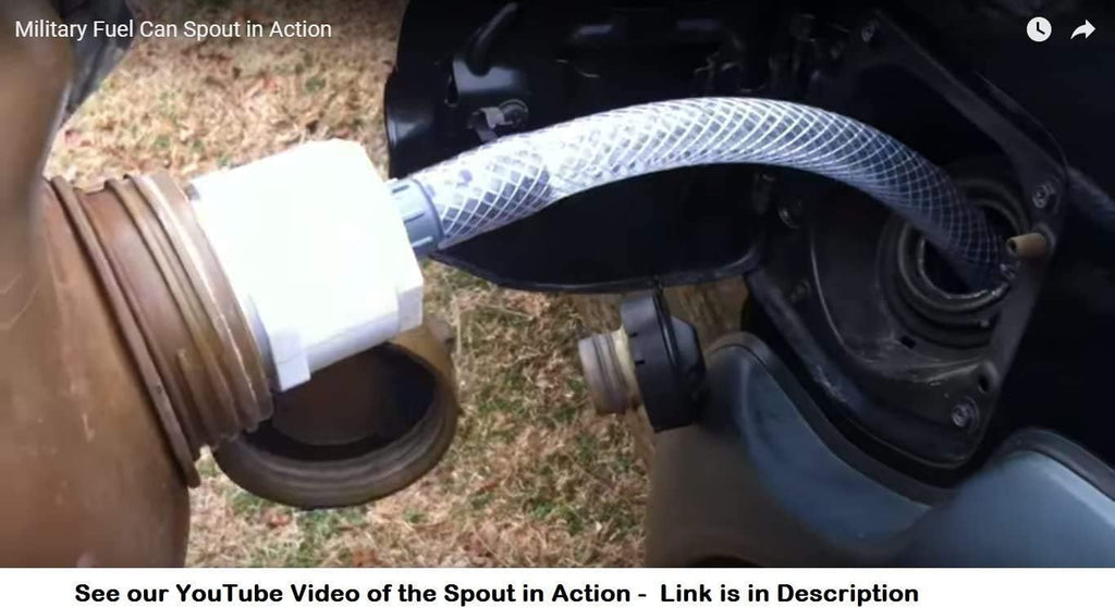 High-Flow Spout for Scepter Military Fuel Cans - 1 Inch Diameter Hose - Fuels Diesel/ Gasoline and Power Equipment |