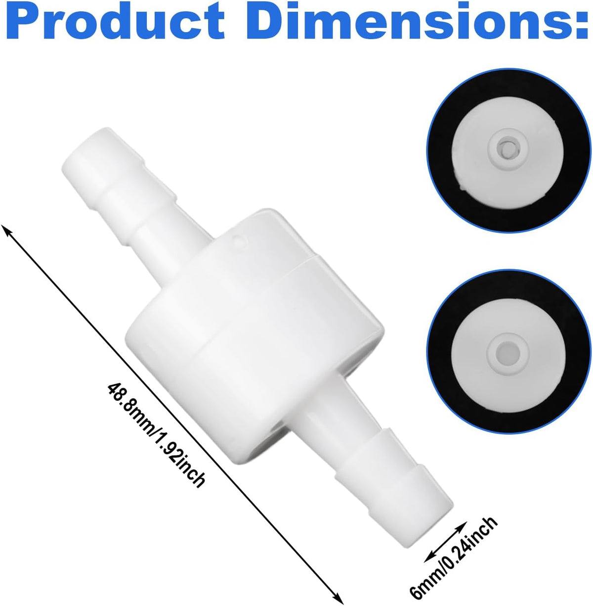 2pcs 1/4" One Way Inline Check Valve