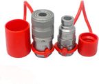 Summit Hydraulics 1/4" NPT Flat Face Hydraulic Quick Connect Coupler Set w/Dust Caps