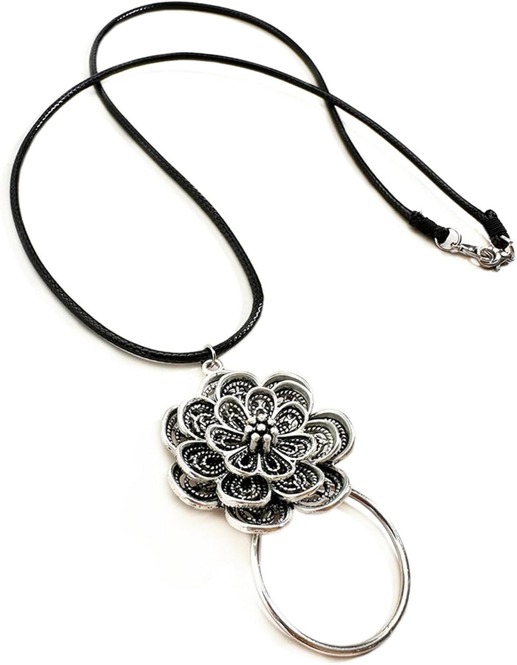 Glasses Necklace Sunglasses Holder Hanging Ring Leather Cord Eyeglasses Strap Flower Loop Ring