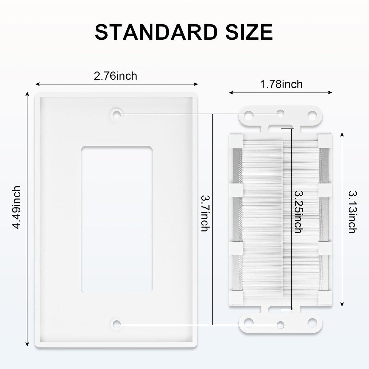 FGB Brush Wall Plate with Low Voltage Mounting Bracket, White, 10 pack