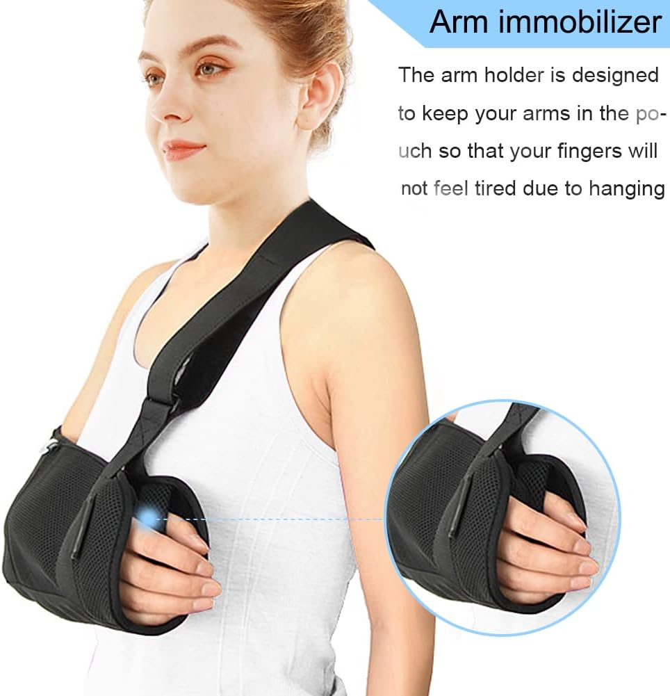 Arm Sling Shoulder immobilizer for Shoulder Injury with Back Belt Men & Women Shoulder Immobilizer Left and Right Arm