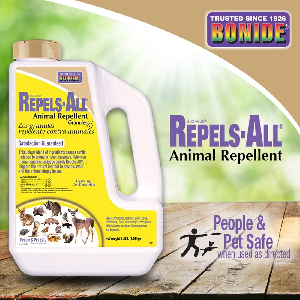Repels-All Animal Repellent Granules, 3 lbs. Ready-to-Use Deer & Rabbit Repellent, Deter Pests from Lawn & Garden |