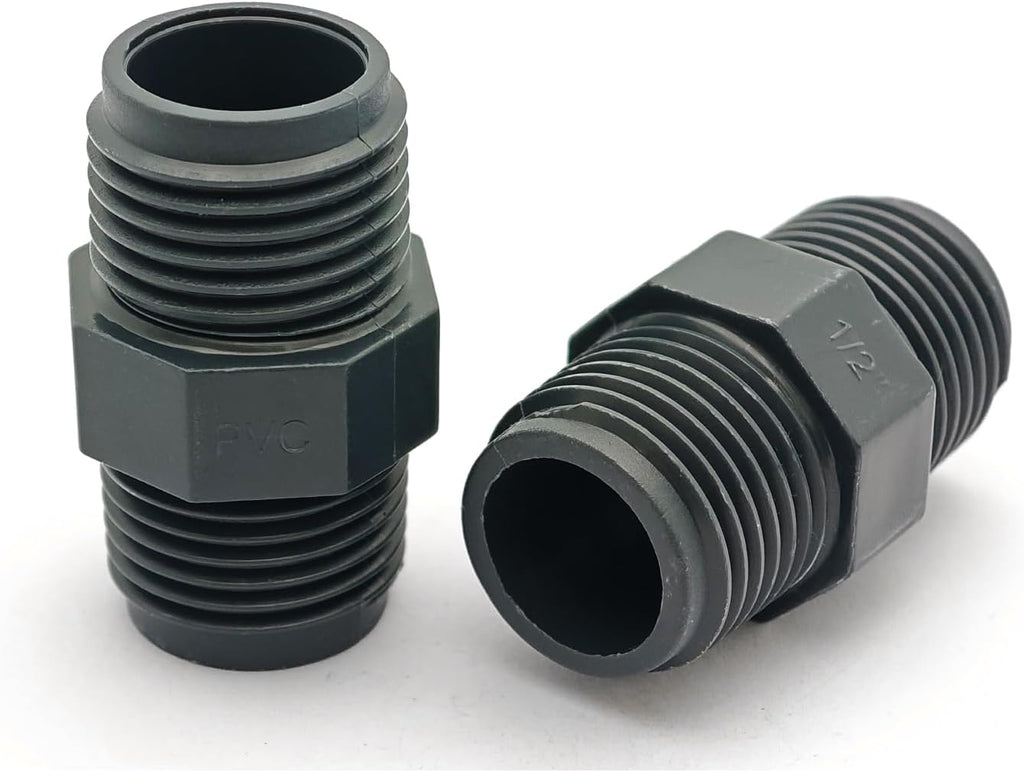 10PCS 1/2" PVC Hex Nipple Fitting