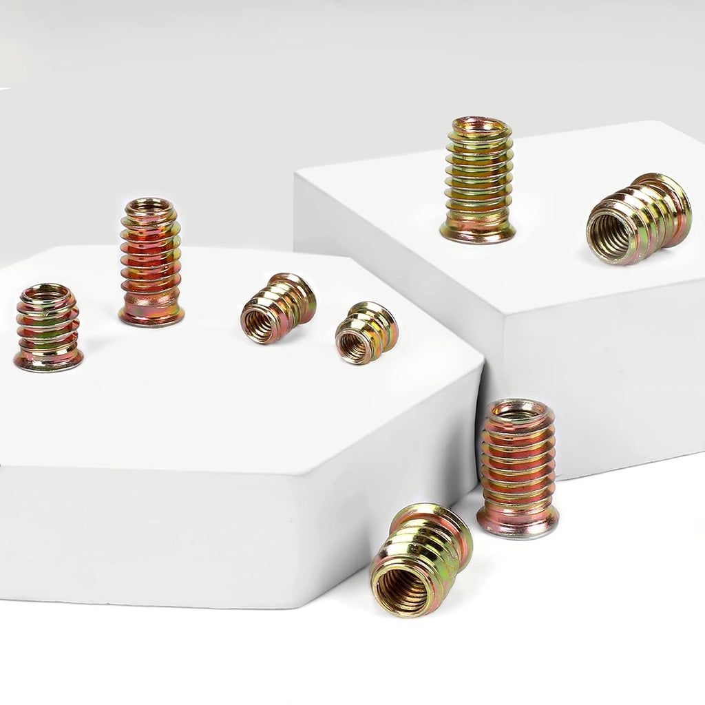 60 PCS M5-0.8 x 15mm Threaded Inserts for Wood Professional Threaded Insert Nuts for Furniture & Wooden Products, Hex Spanner Included